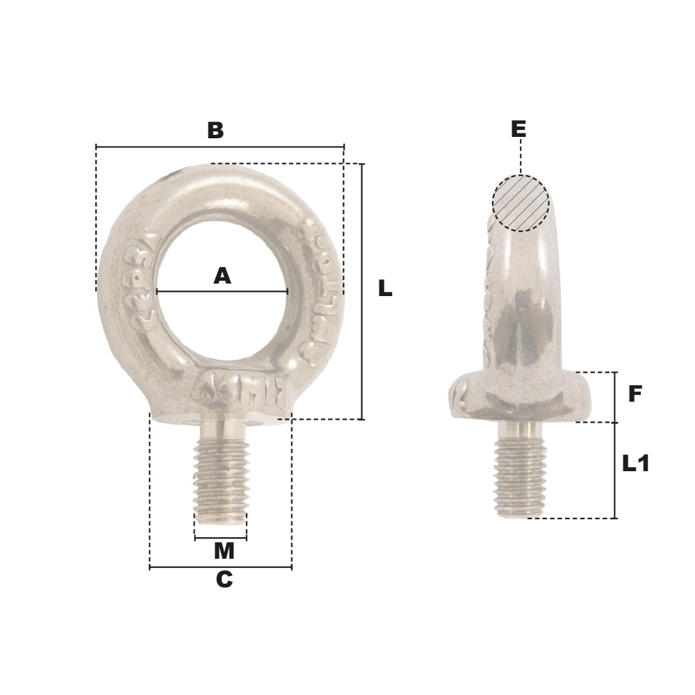 ANNEAU DE LEVAGE MALE INOX | DIN580