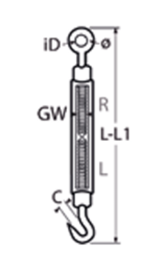 TENDEUR OEIL-CROCHET INOX A4