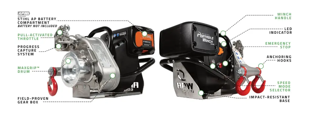 TREUIL A BATTERIE - APW6000 - PORTABLE WINCH | Traction: 1500 kg