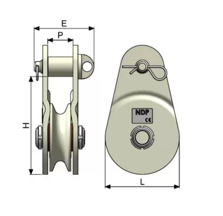 POULIE SIMPLE POUR CABLE AVEC GRAND REA SPECIAL PREMUR - AJN - NDP
