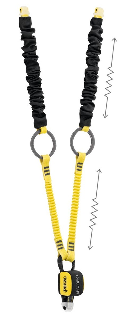 LONGE DOUBLE AVEC ABSORBEUR - ABSORBICA Y TIE-BACK - PETZL NEW  | L: 150 cm
